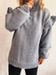 Women Ruffled Turtleneck Long Sleeve Sweater nicholesgifts