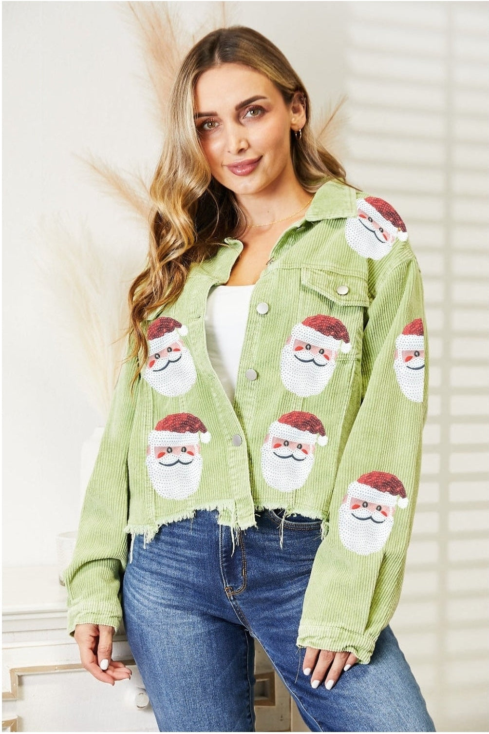 Santa Sequin Raw Hem Jacket nicholesgifts