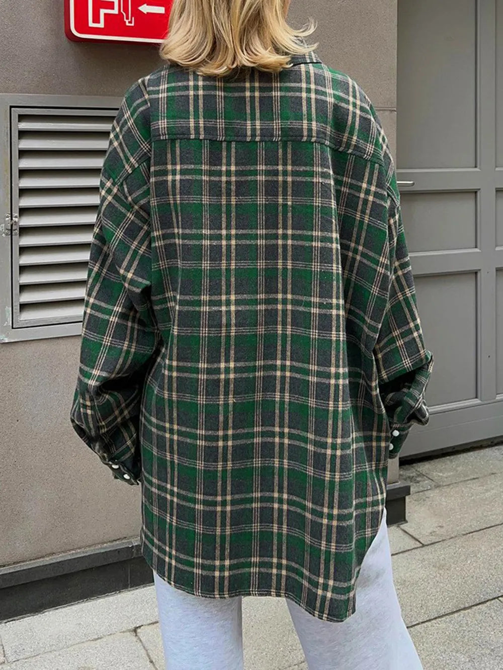 Pocketed Plaid Button Up Shacket nicholesgifts