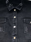 Raw Hem Collared Neck Long Sleeve Denim Jacket nicholesgifts