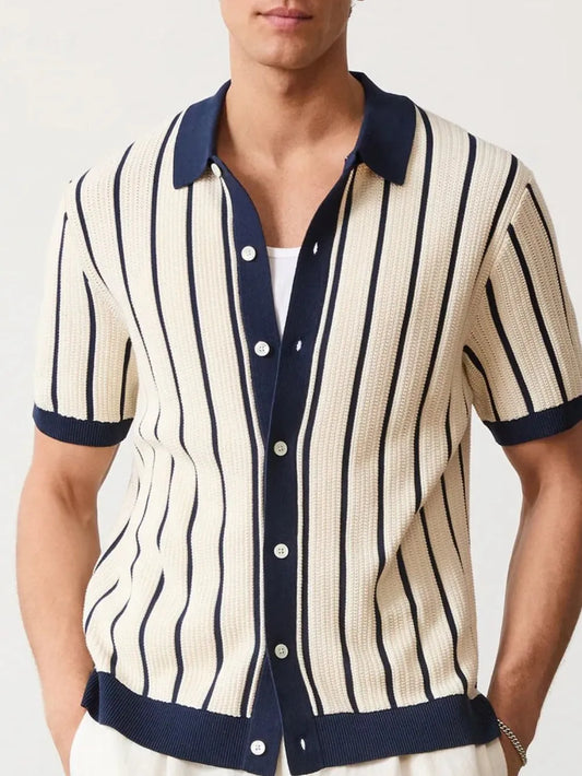 Men's Plus Size Striped Button Down Short Sleeve Shirt NicholesGifts