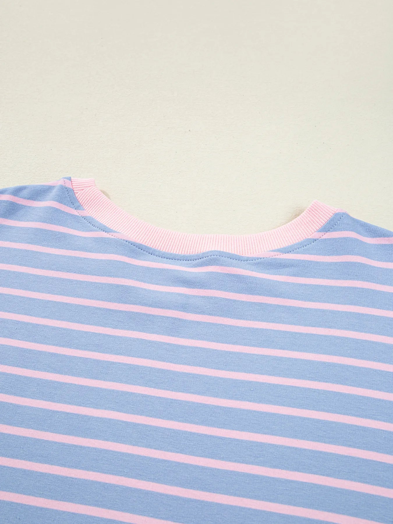 Stripe Oversize Contrast Trim Drop Shoulder Sweatshirt