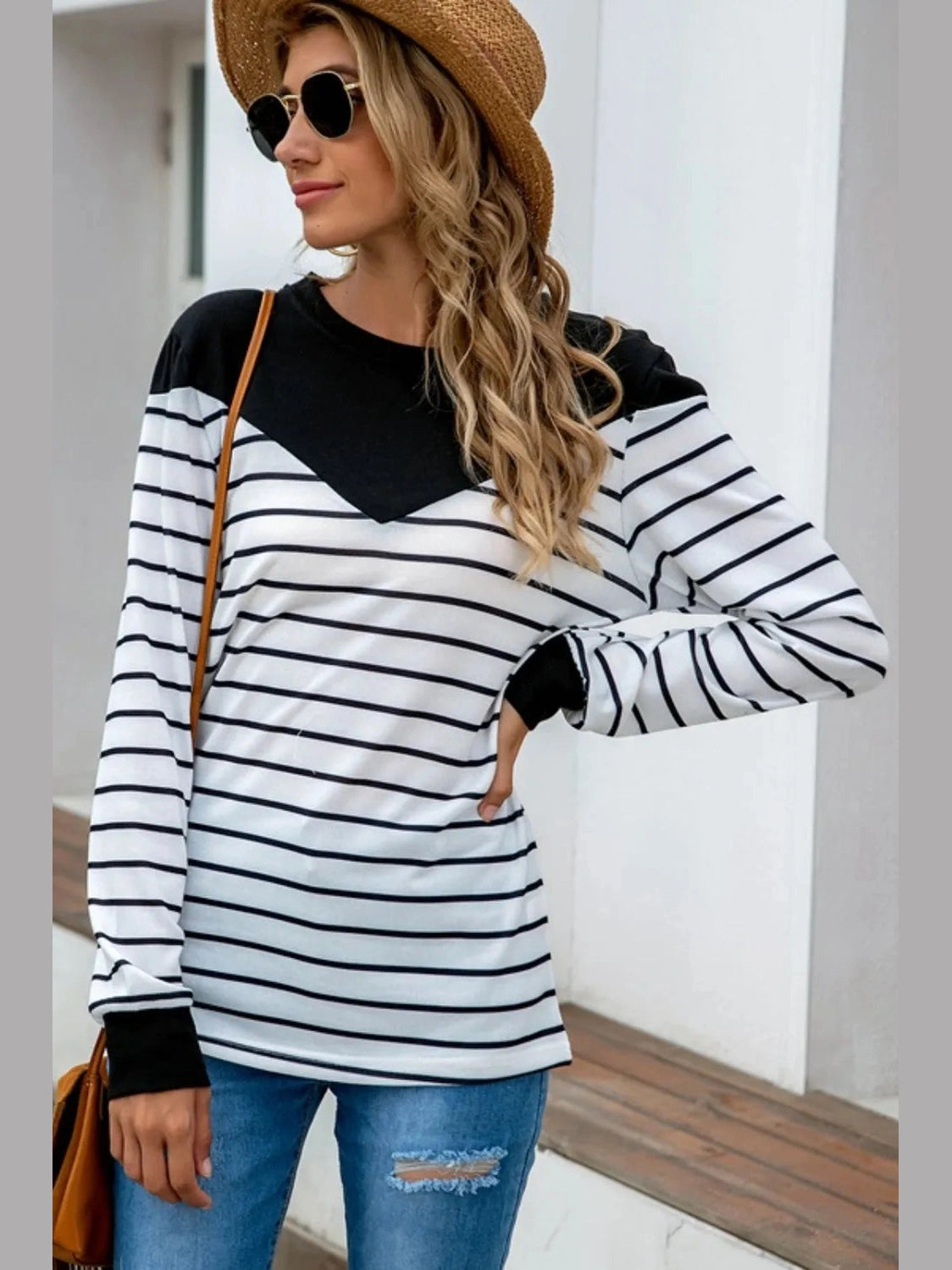 Striped Round Neck Long Sleeve T-Shirt NicholesGifts