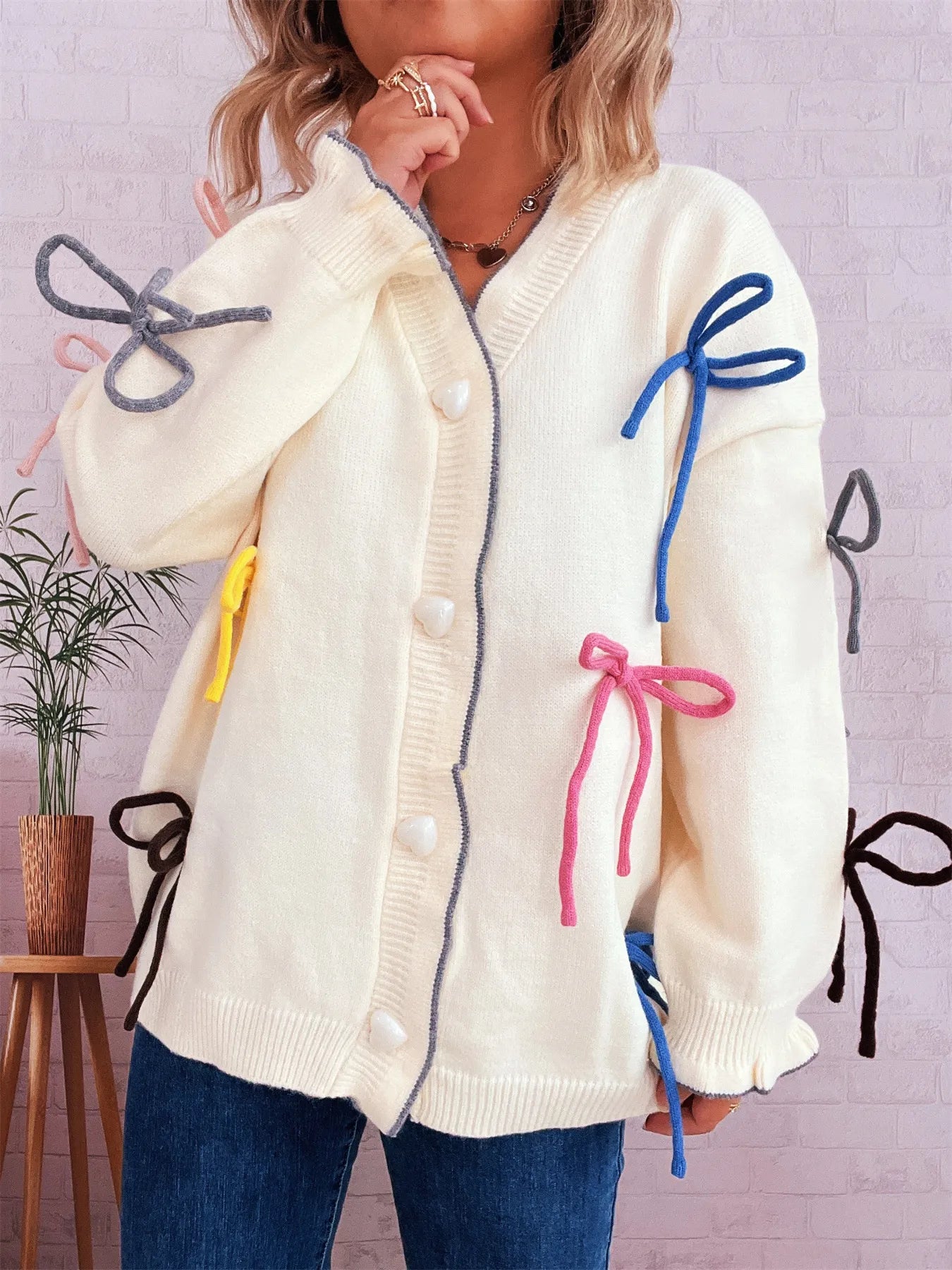Bow Tie Button Up Cardigan