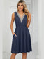 Pocketed V-Neck Wide Strap Dress nicholesgifts