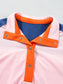 Color Block Half Buttoned Ruffled Short Sleeve T Shirt nicholesgifts