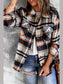 Plaid Button Front Shirt Jacket with Breast Pockets nicholesgifts