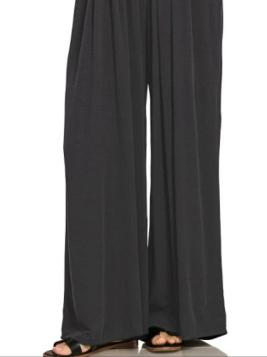 Zenana Woven Rayon Crepe Wide Leg Overalls nicholesgifts