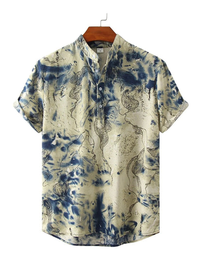 Men's Vintage Print Short Sleeve Shirt nicholesgifts