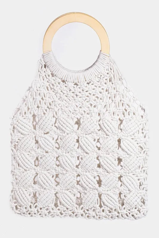 Fame Boho Braided Wooden Top Handle Bag Trendsi