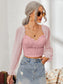 Mesh Sweetheart Neck Flounce Sleeve Top nicholesgifts