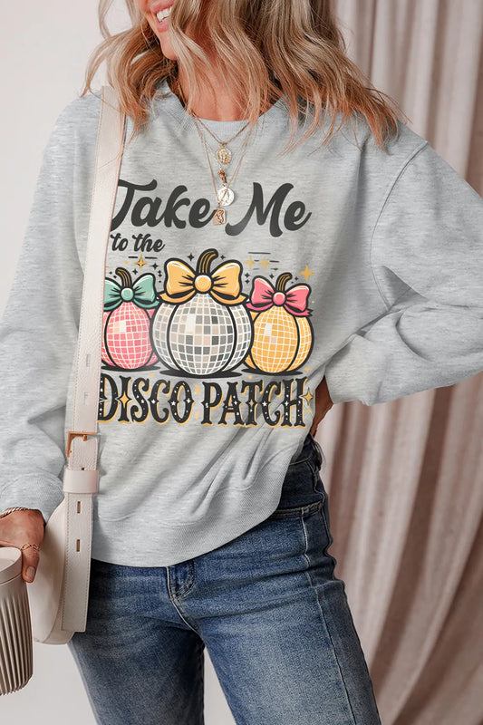 Graphic Round Neck Long Sleeve Sweatshirt Trendsi