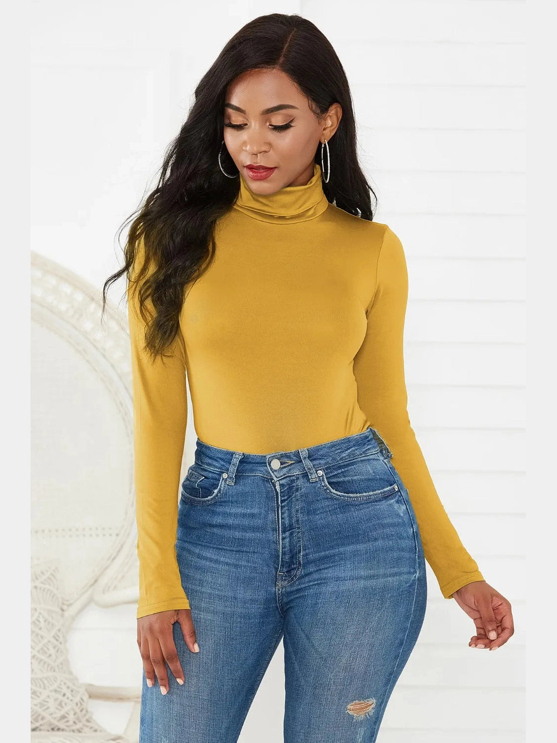 Turtleneck Long Sleeve Bodysuit nicholesgifts