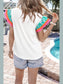 Women Ruffled Round Neck Cap Sleeve Top nicholesgifts