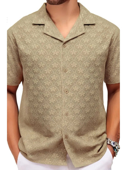 Men's Plus Size Button Down Short Sleeve Shirt nicholesgifts
