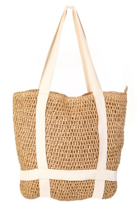 Fame Straw Braided Hat Carrier Tote Bag Trendsi