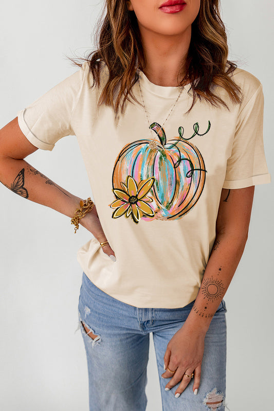 Pumpkin Graphic Round Neck T-Shirt NicholesGifts