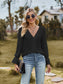 V-Neck Flounce Sleeve Blouse nicholesgifts