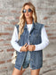Raw Hem Sleeveless Button Up Denim Jacket nicholesgifts
