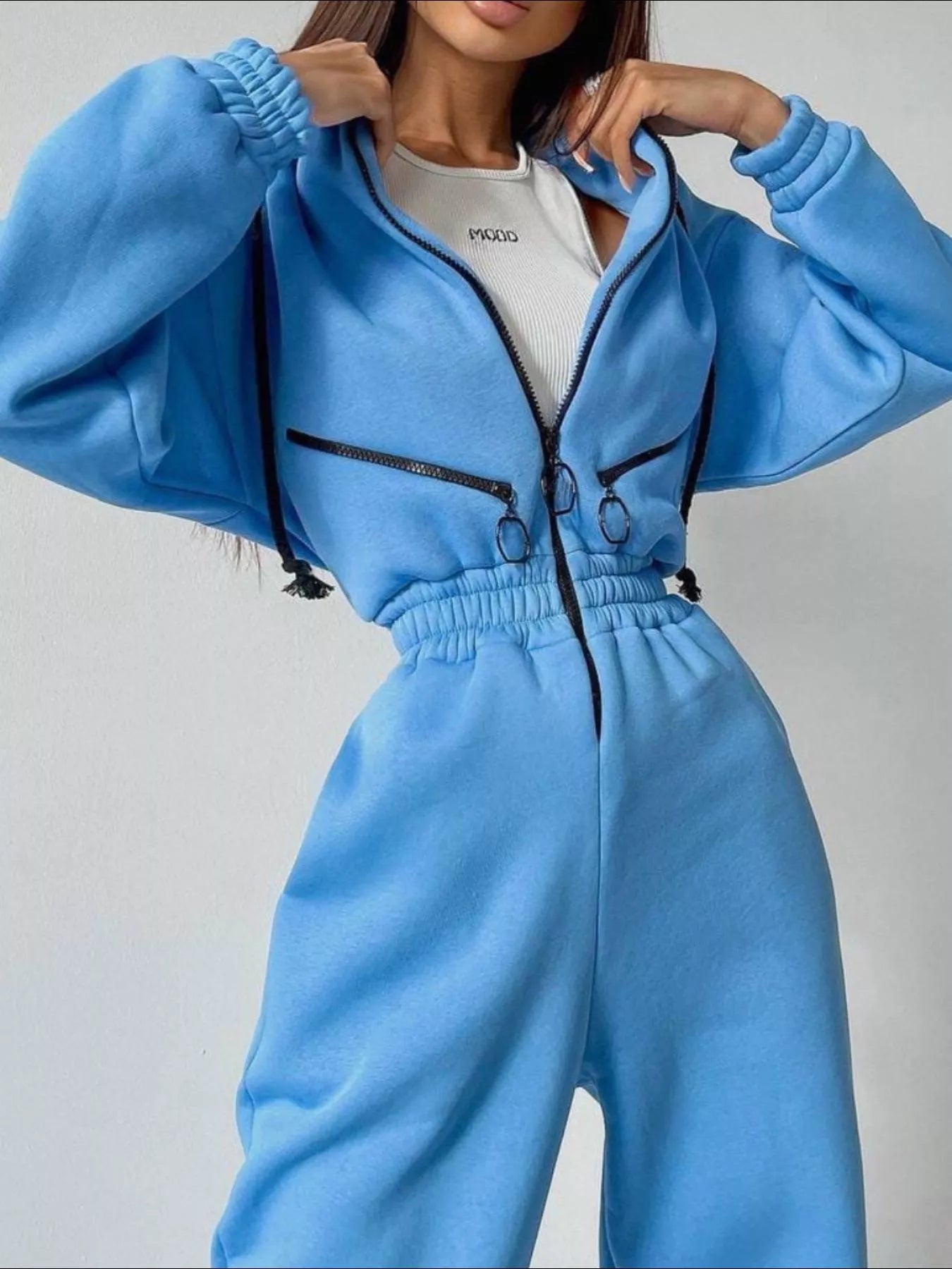 Hooded Zip-Up Long Sleeve Jumpsuit nicholesgifts
