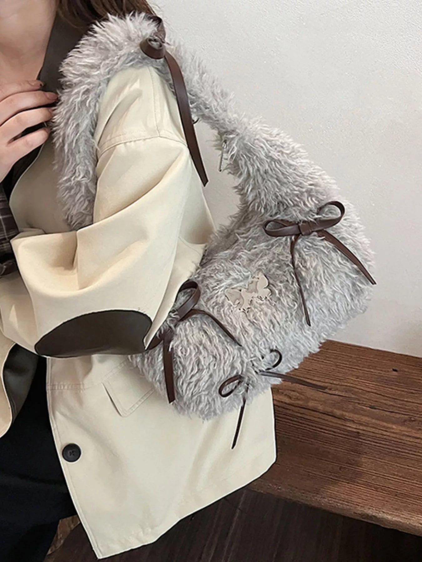 Fluffy Bow Shoulder Bag nicholesgifts