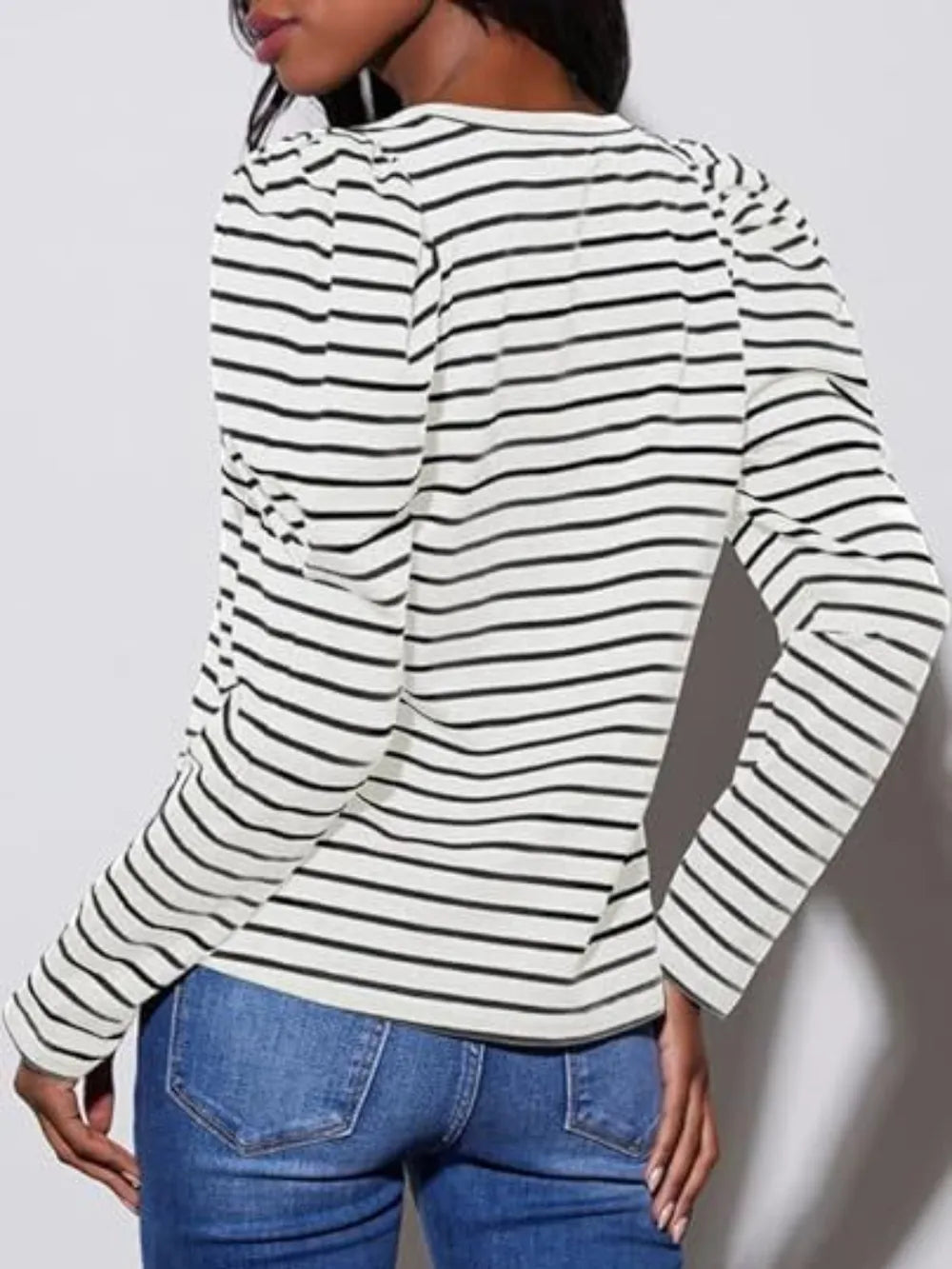 Striped Round Neck Long Sleeve T-Shirt NicholesGifts