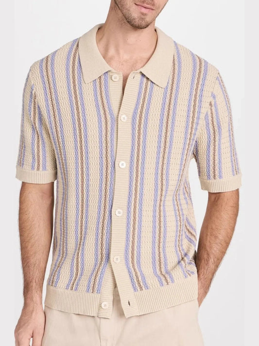Men's Plus Size Striped Button Down Short Sleeve Shirt NicholesGifts