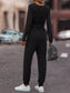 V-Neck Long Sleeve Tie Waist Jumpsuit nicholesgifts