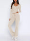 V-Neck Long Sleeve Top and Pants Set nicholesgifts