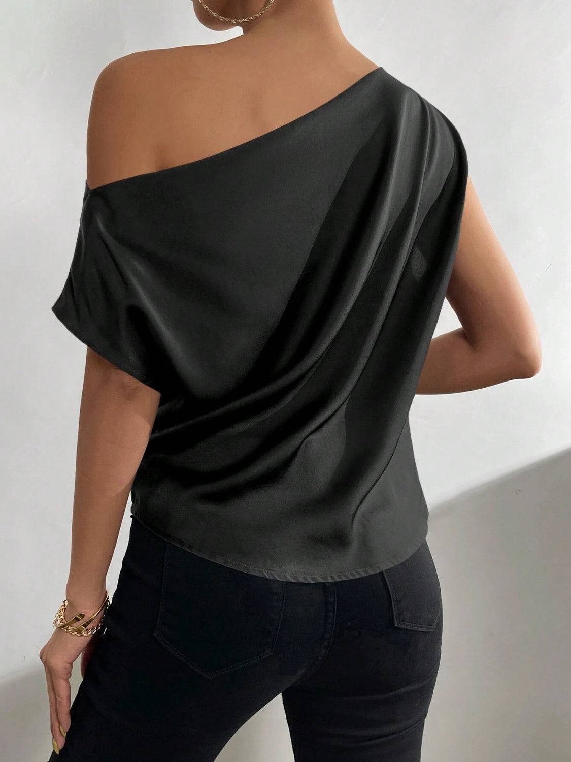 Ruched Single Shoulder Blouse nicholesgifts