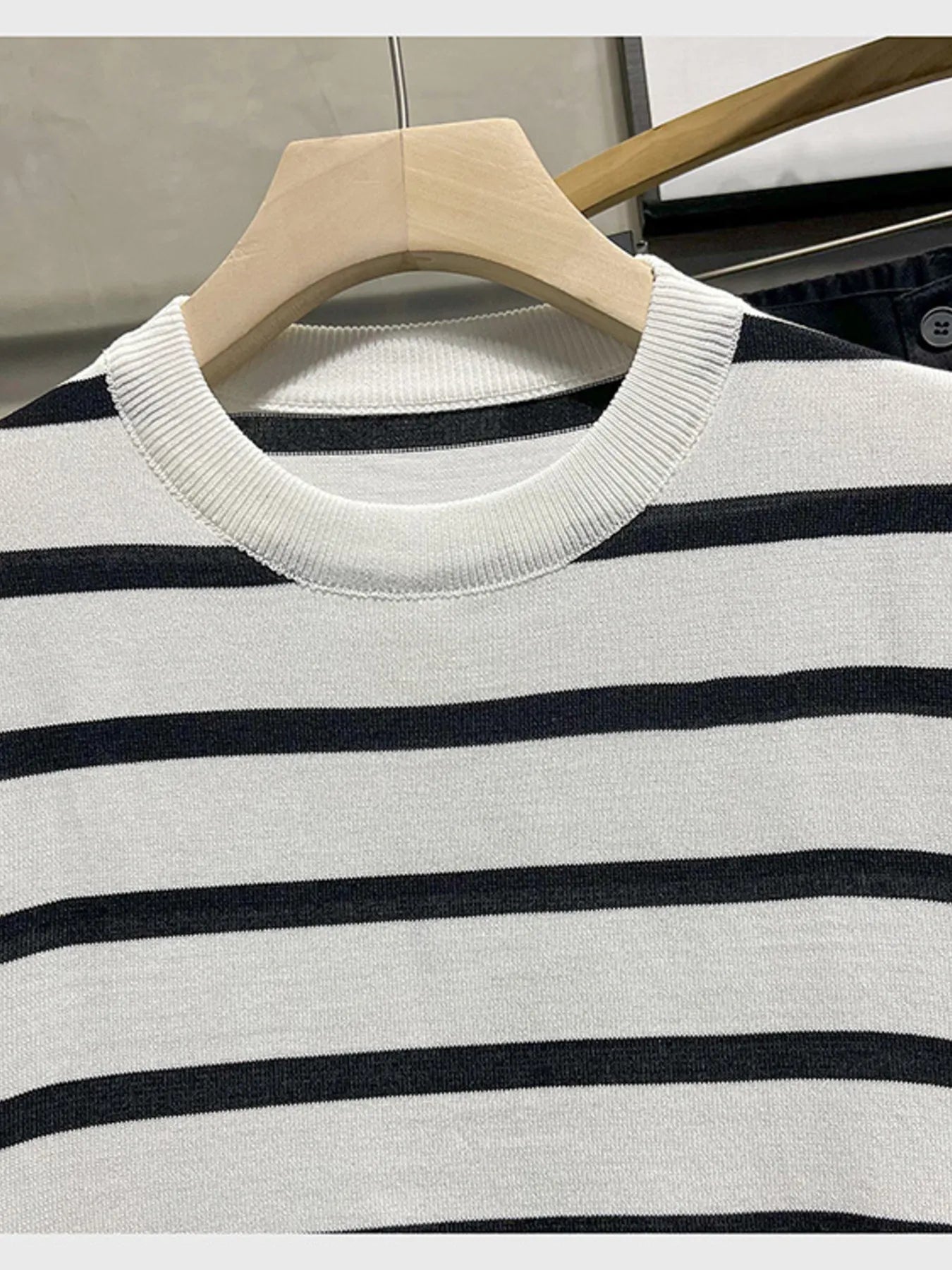 Men's Full Size Classic Striped Knit Short Sleeve T-Shirt Plus Size Trendsi