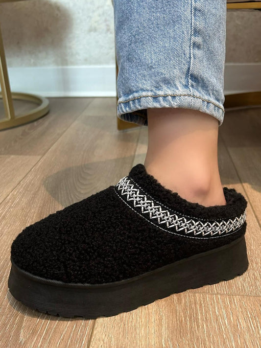 Women Wild Diva Embroidered Trim Platform Sherpa Boots NicholesGifts