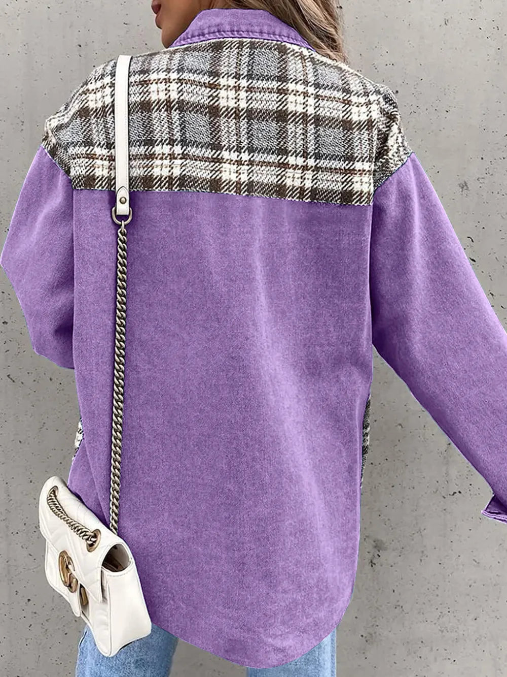 Plaid Button Up Dropped Shoulder Jacket nicholesgifts