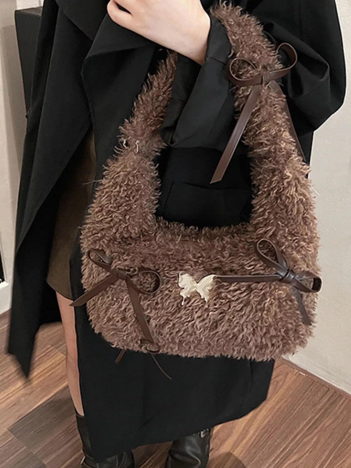 Fluffy Bow Shoulder Bag nicholesgifts