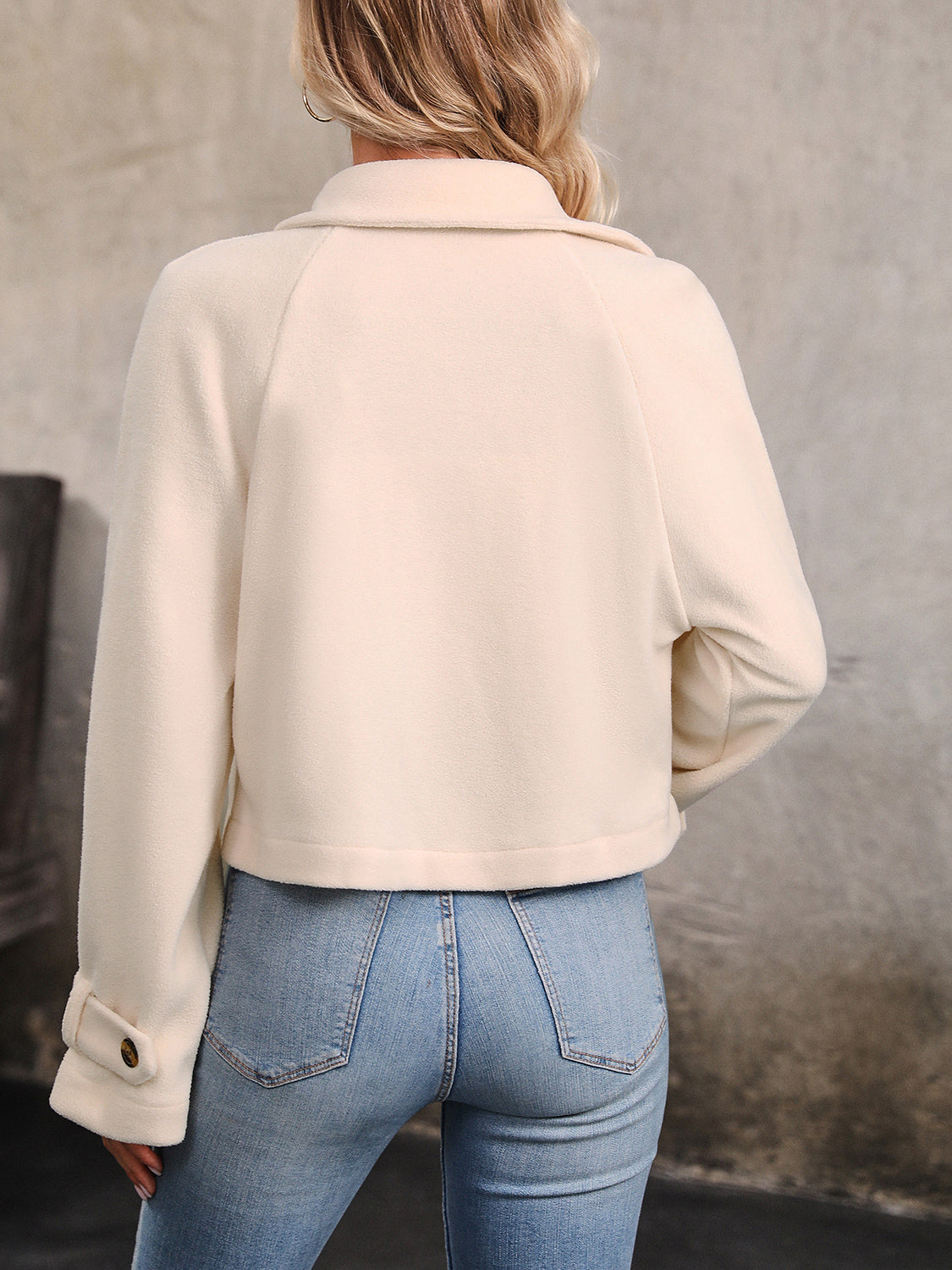 Perfee Button Up Collared Neck Long Sleeve Jacket nicholesgifts