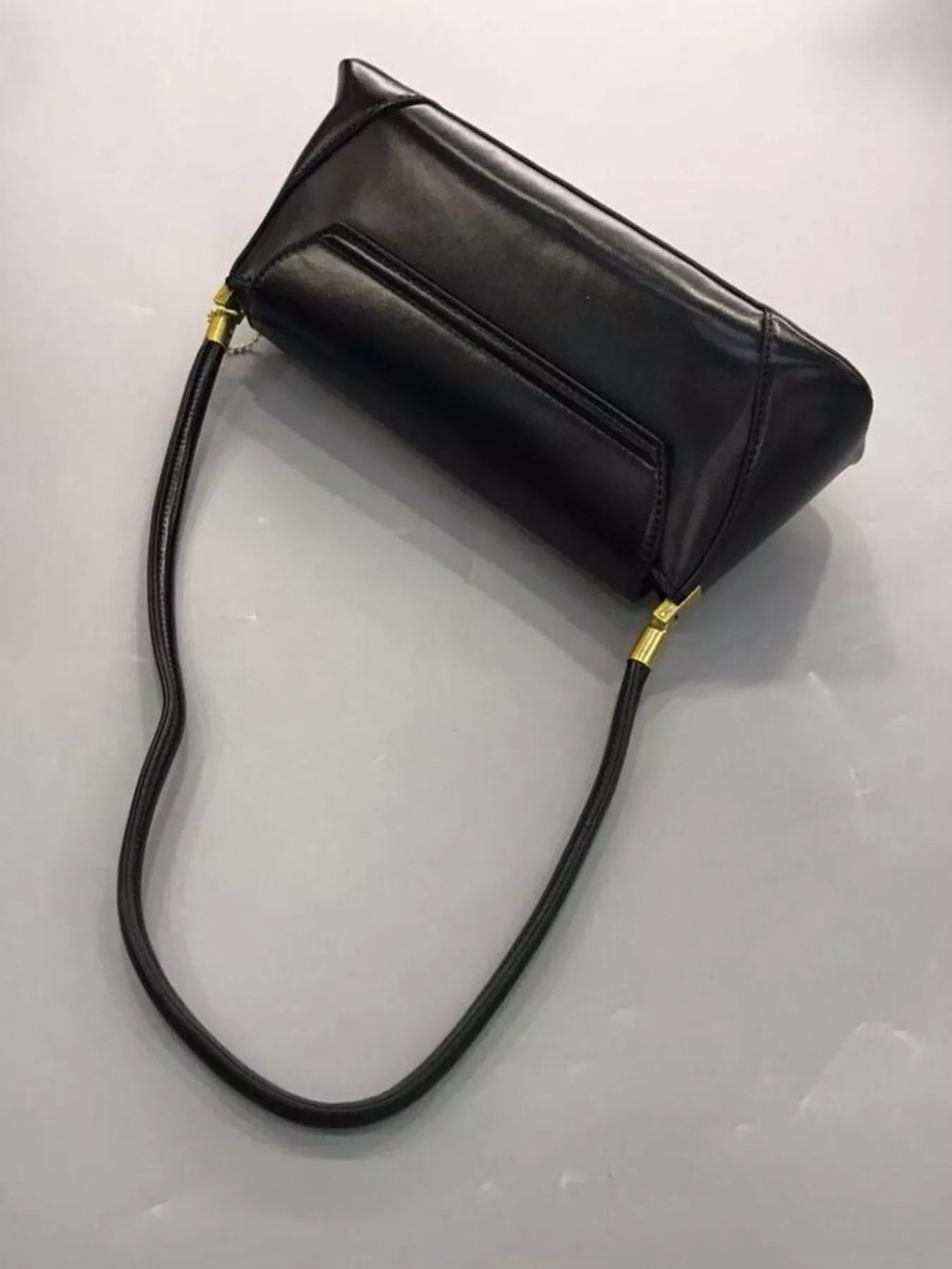 Leather Shoulder Bag with Golden Clasp nicholesgifts