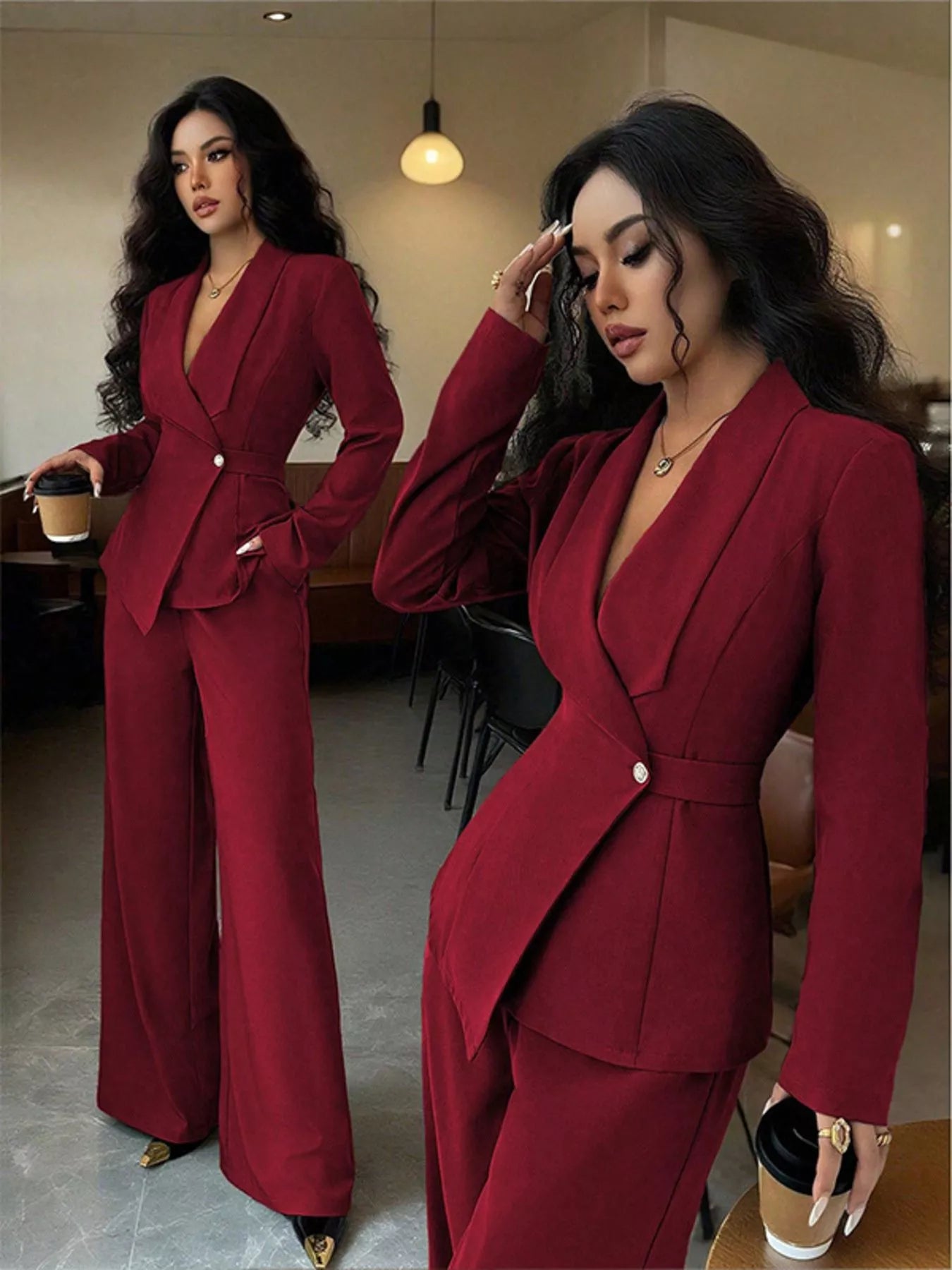 One Button Blazer and Pants Set nicholesgifts