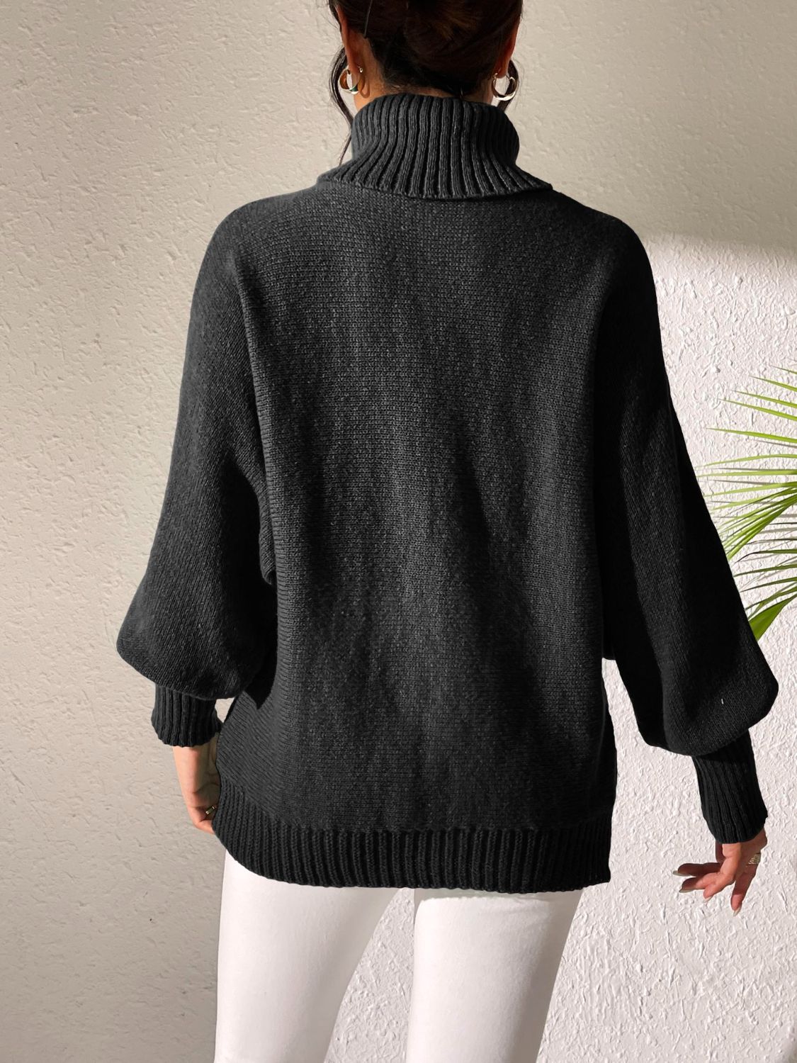 Women Heart Turtleneck Long Sleeve Sweater nicholesgifts