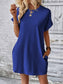 Women Pocketed Round Neck Short Sleeve Dress nicholesgifts