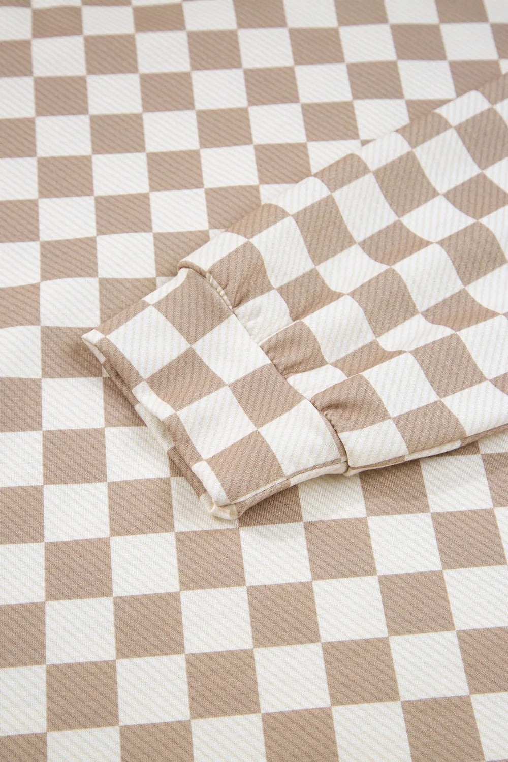 Checkered Long Sleeve Top and Skirt Two-Piece Set Trendsi