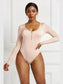 Half Zip Scoop Neck Long Sleeve Bodysuit nicholesgifts