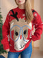 Reindeer Round Neck Dropped Shoulder Sweater nicholesgifts