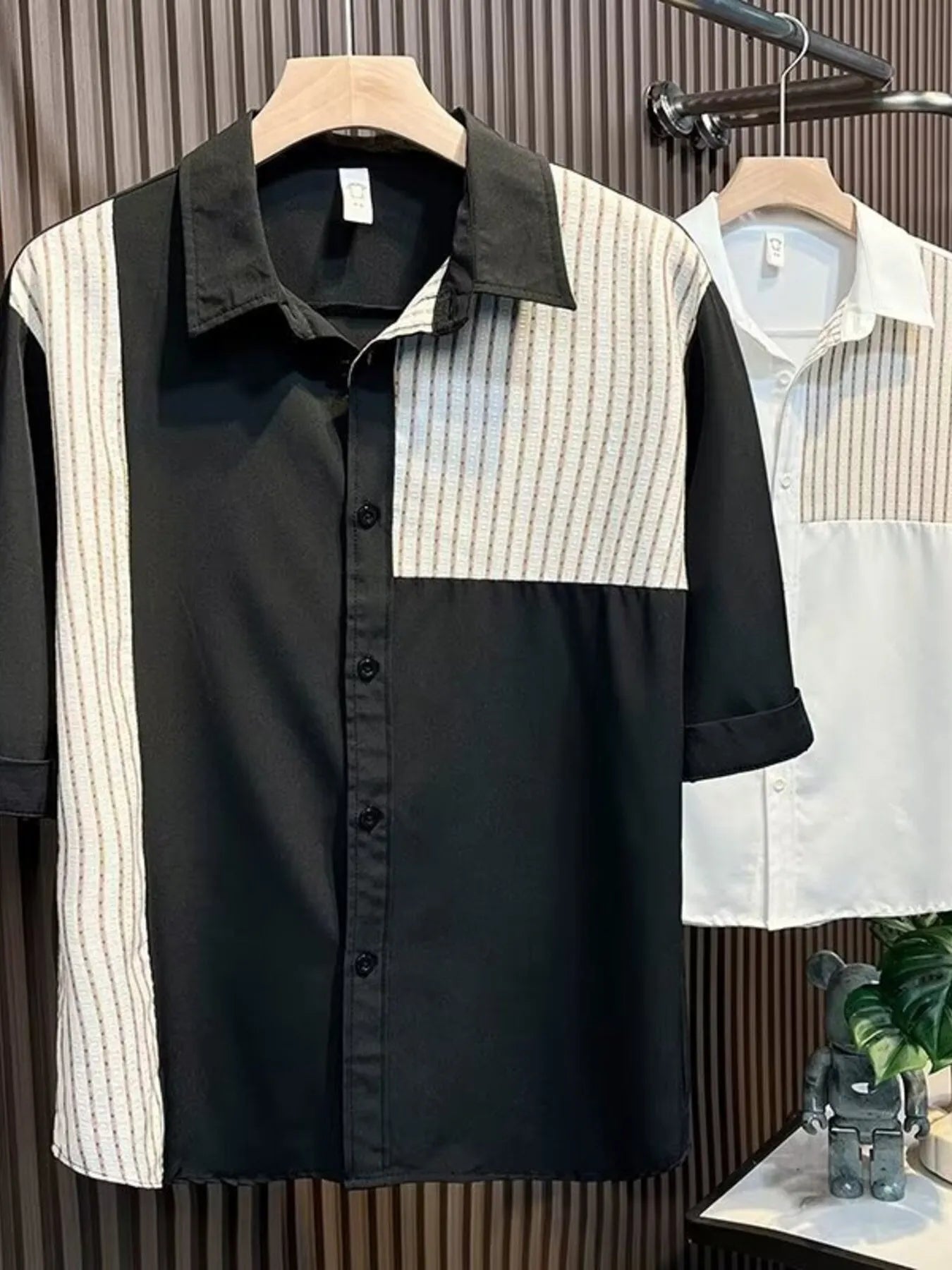 Men's Plus Size Knit Panel Short Sleeve Shirt NicholesGifts