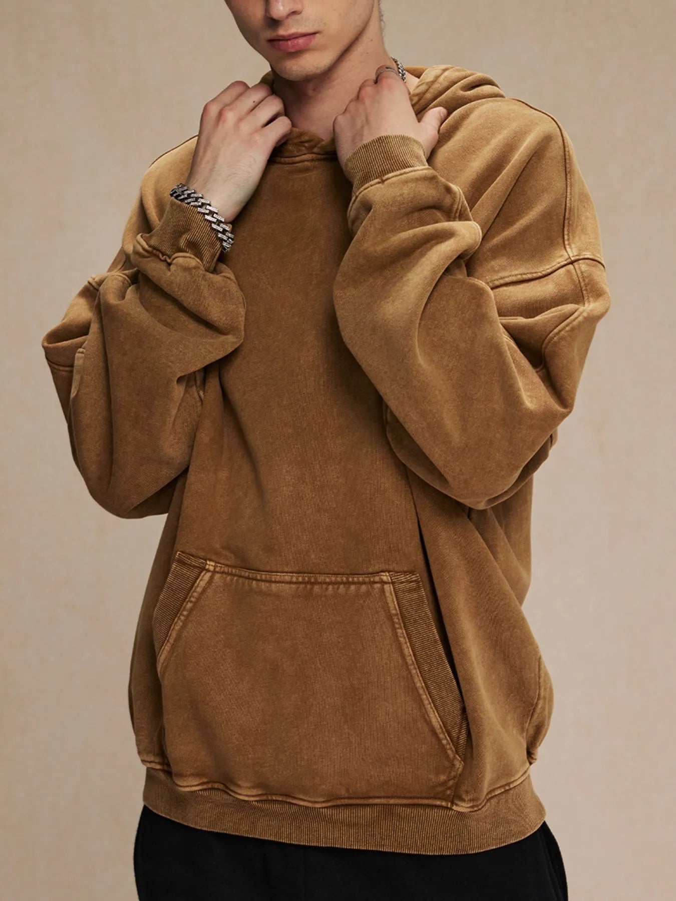 Men's Washed Oversized Long Sleeve Hoodie NicholesGifts