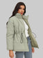 Women Drawstring Waist Zip-Up Puffer Jacket nicholesgifts