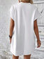 Women Pocketed Round Neck Short Sleeve Dress nicholesgifts