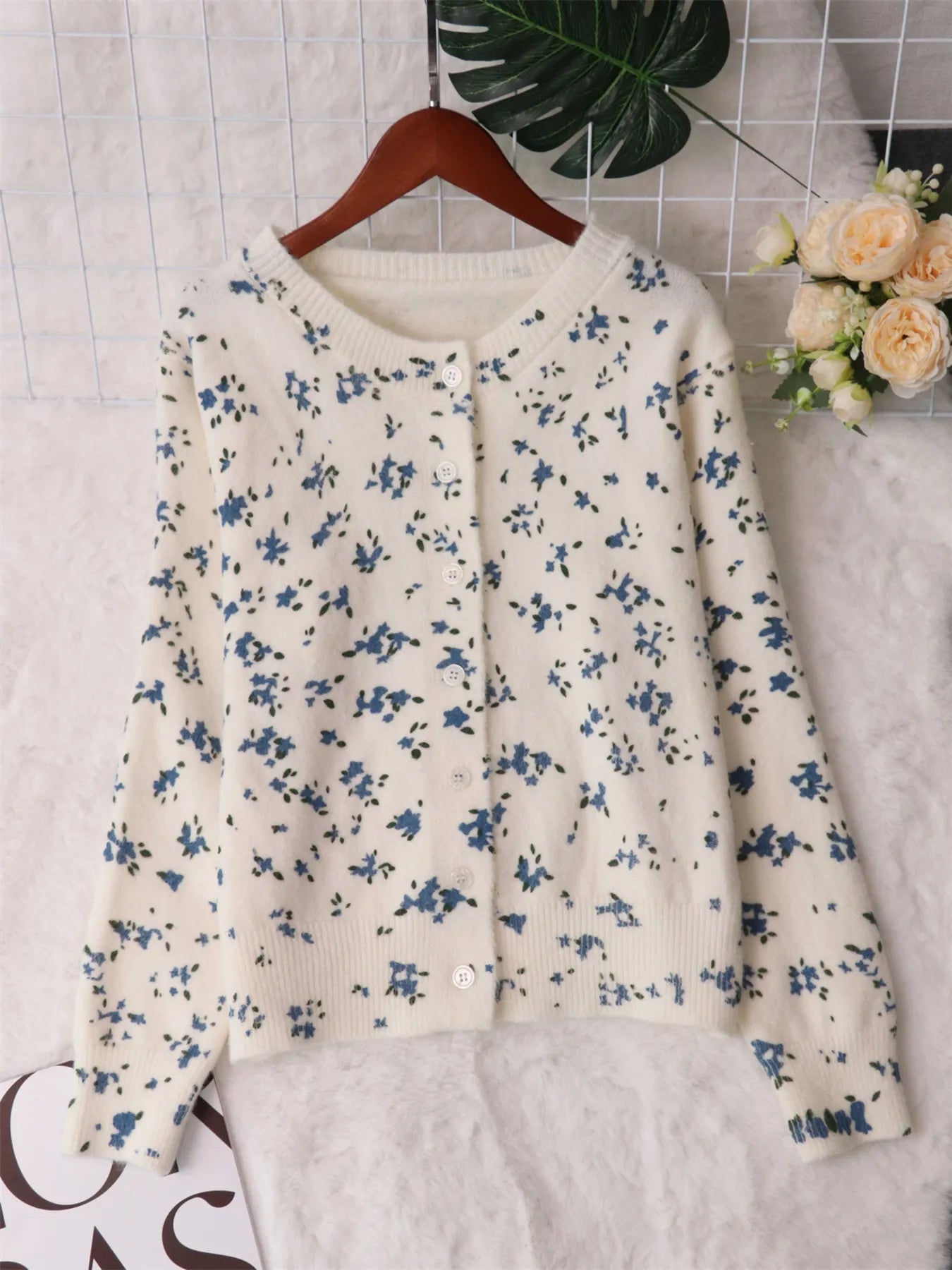 Floral Button-Up Long Sleeve Cardigan