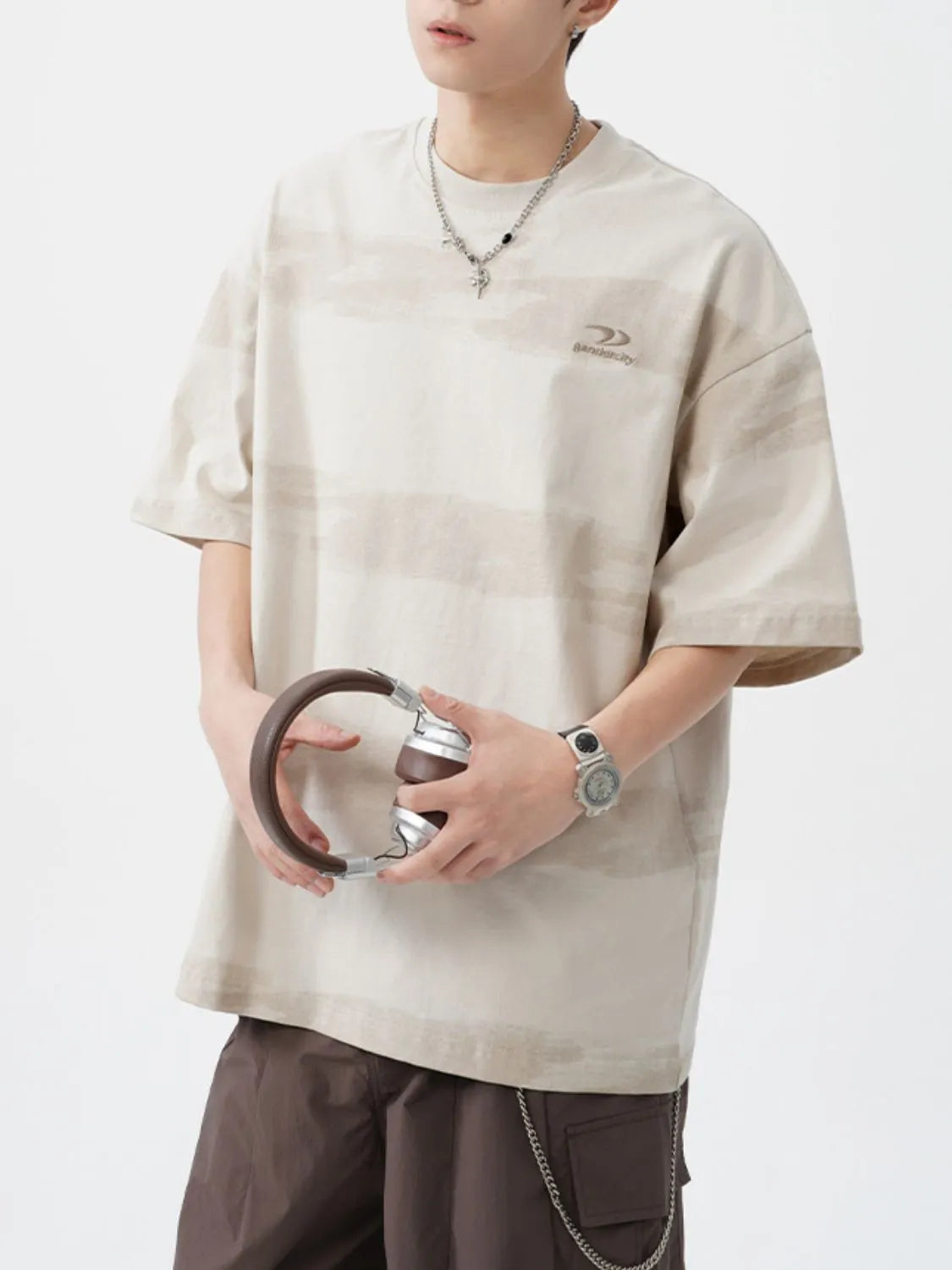 Men's Plus Size Basic style Round Neck Striped T-Shirt NicholesGifts