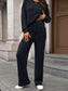 Ribbed Round Neck Top and Pants Set nicholesgifts