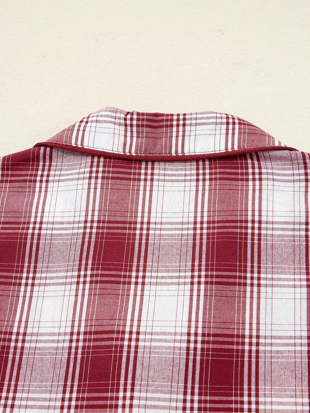 Plaid Long Sleeve Shirt and Drawstring Shorts Lounge Set nicholesgifts
